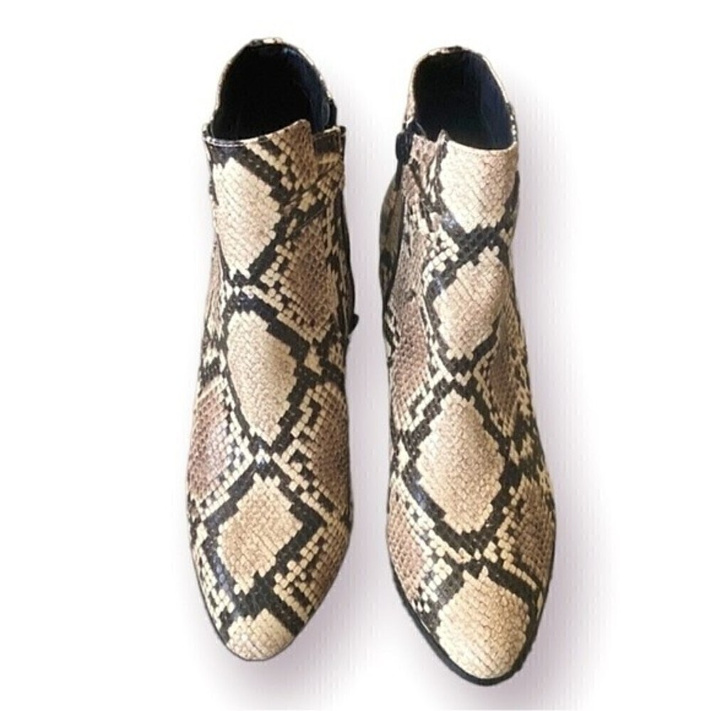 NEW Market & Spruce Snakeskin Ankle Boots size 6.5 Chunky Block Heel BOHO - Picture 4 of 14